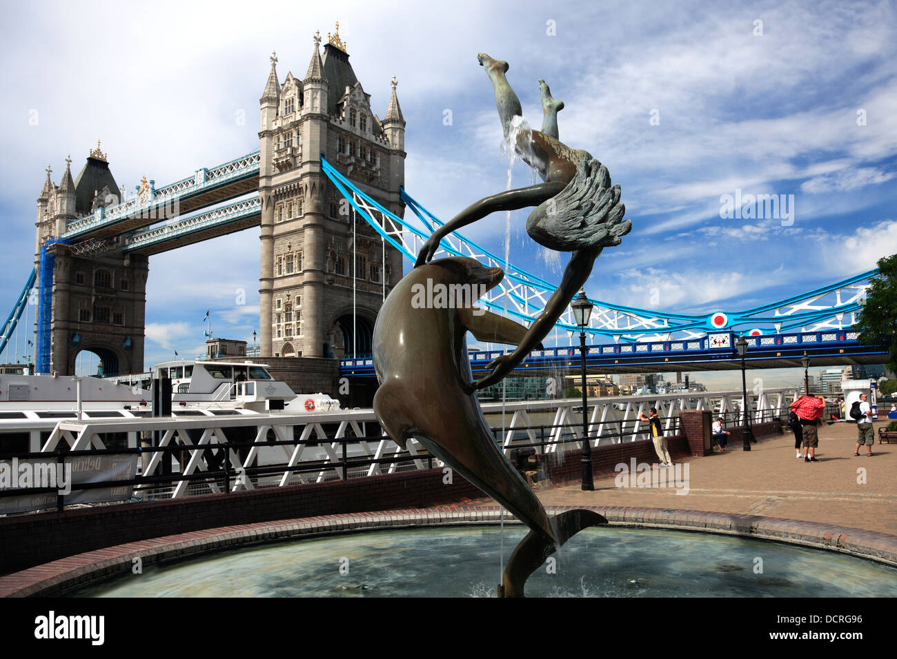 Girl and Dolphin Statue, North Bank, Tower Bridge, River Thames, London