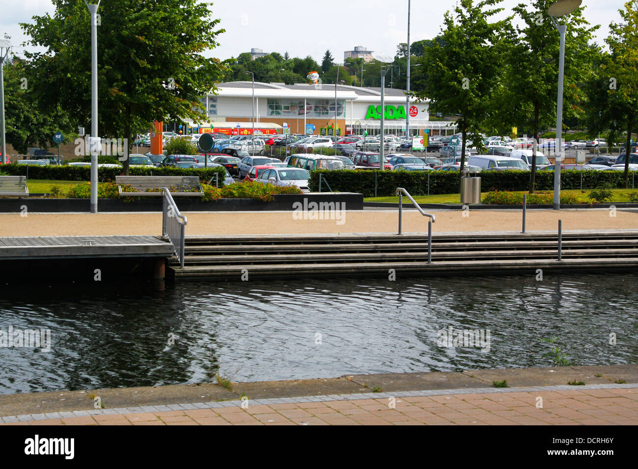 Clyde Shopping Centre and Forth and Clyde canal Clydebank Stock Photo