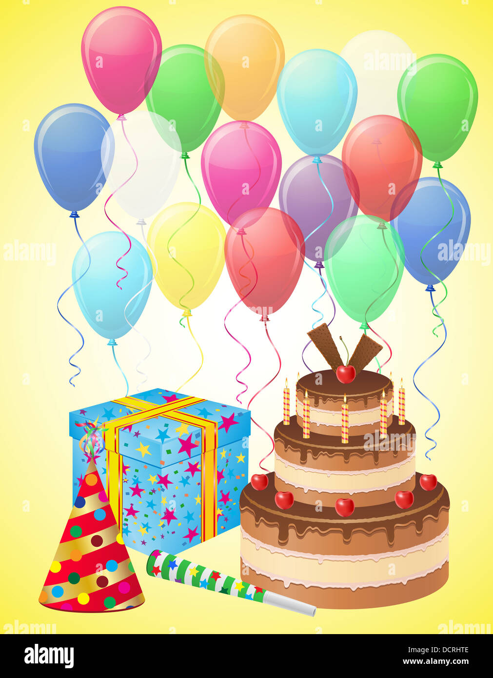 set icons for birthday illustration isolated on white background Stock ...