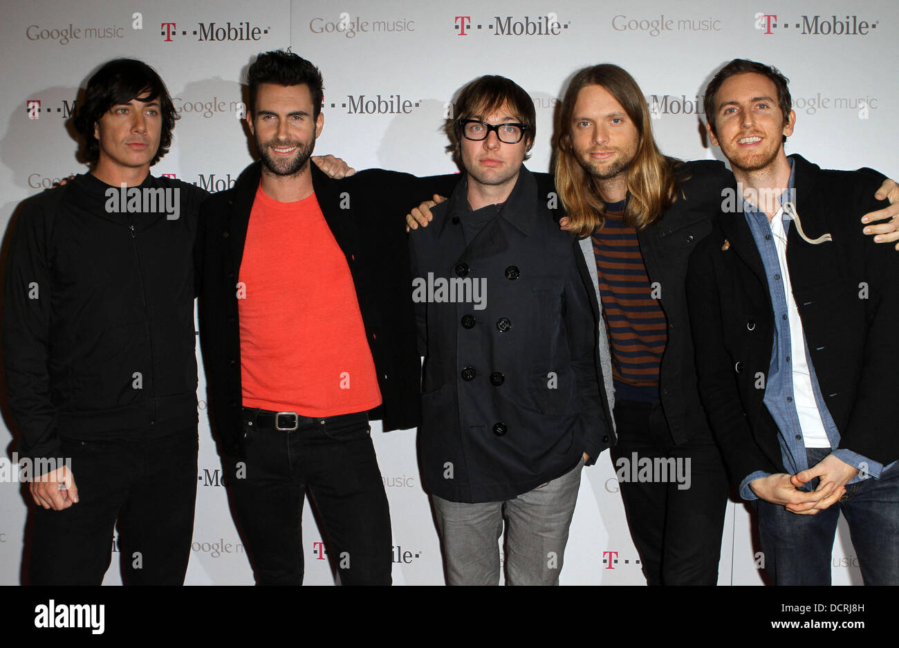 James Valentine Mickey Madden Adam Levine Jesse Carmichael And Matt Flynn Of Maroon 5 Celebrity Magenta Carpet Arrivals At The Launch Party For Google Music Available On T Mobile Held At Mr Brainwash