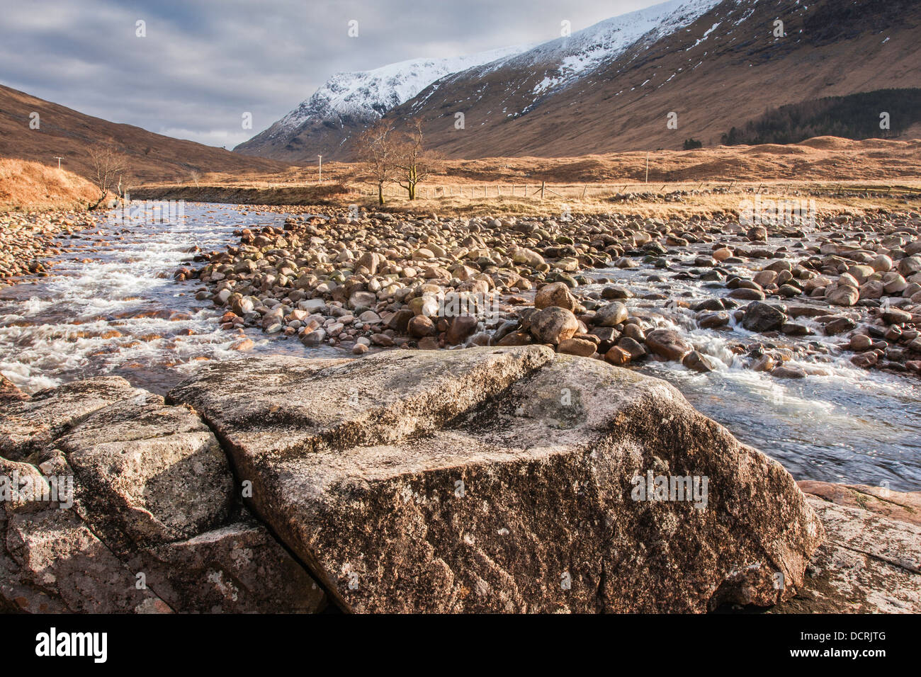 Winter scene, Glen Etive, Scotland, United Kingdom Stock Photo