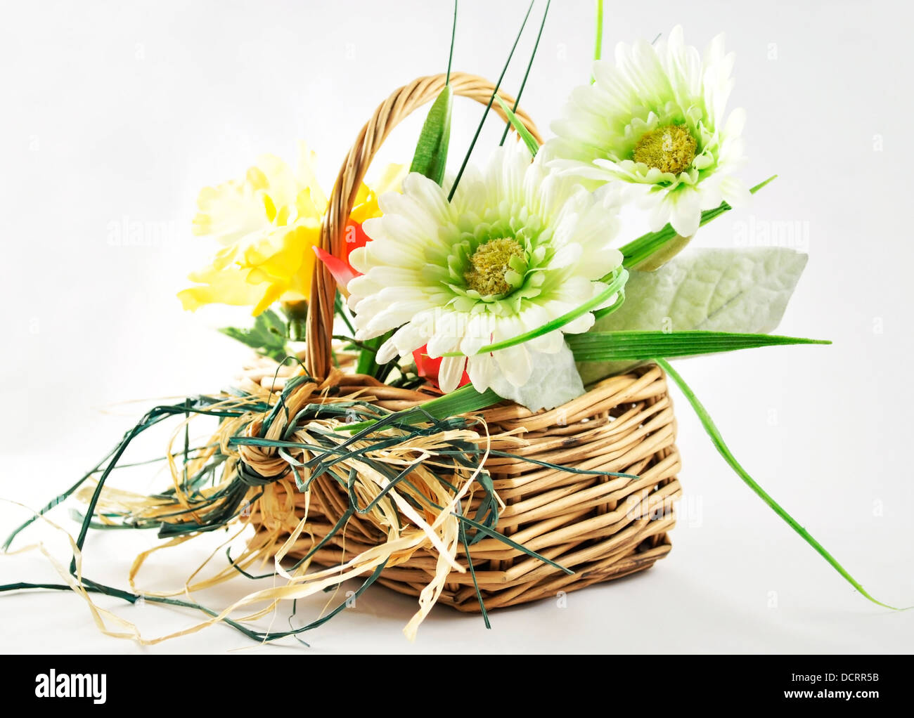 spring flowers in a basket Stock Photo
