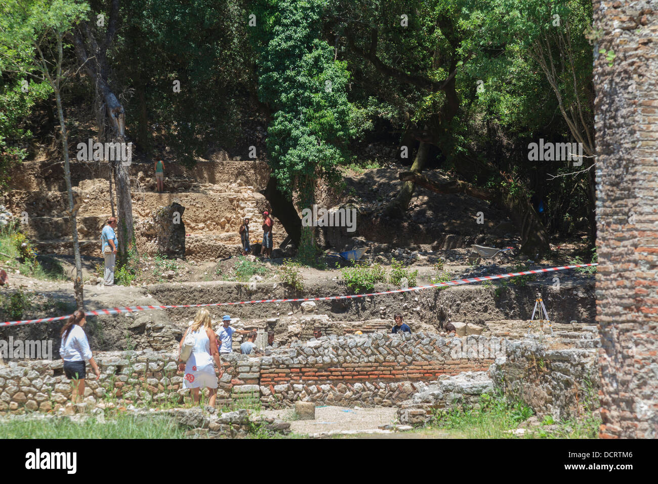 Archaeologists working on the ancient Roman and Greek remains at Butrint Albania Stock Photo