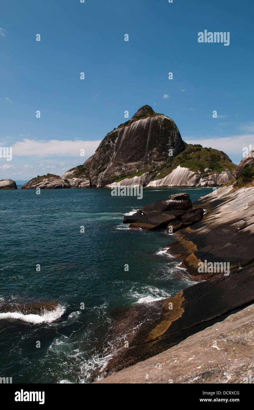 Alcatrazes islands, shore of Sao Paulo state, Brazil. Stock Photo