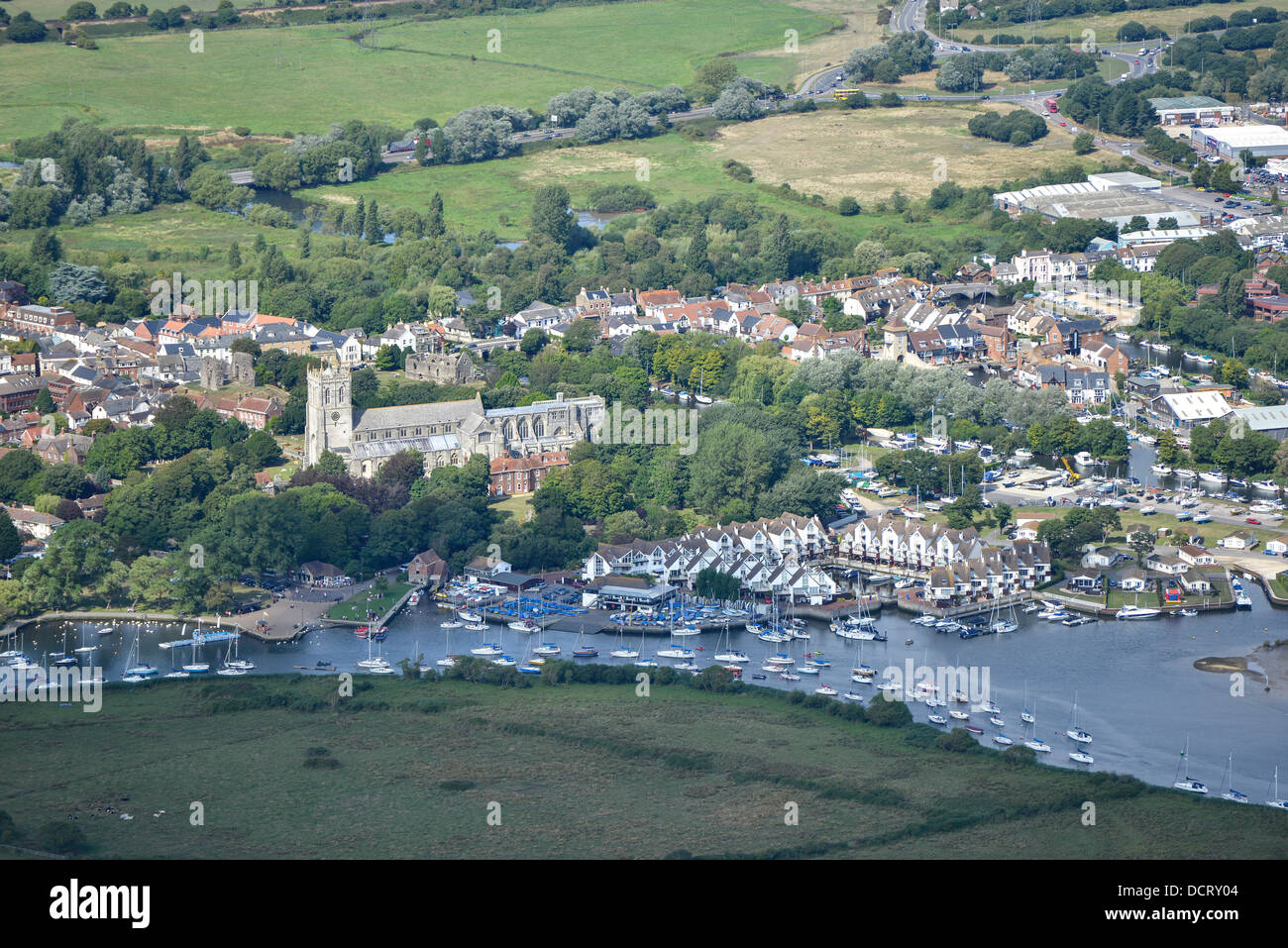 Aerial photograph of Christchurch Dorset Stock Photo Alamy