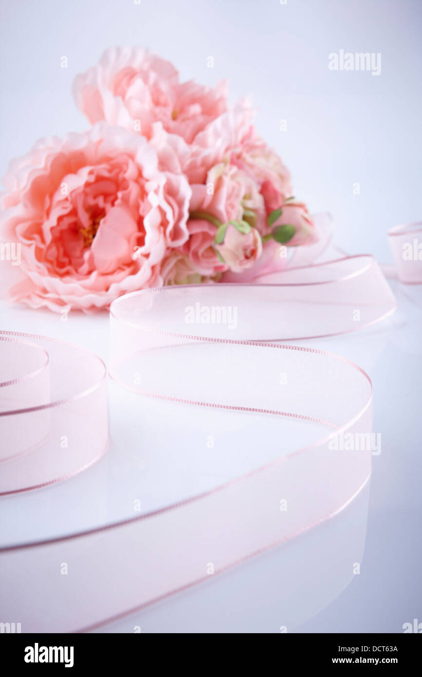 a flower with a pink ribbon Stock Photo - Alamy