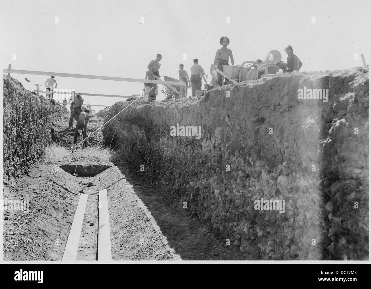 CCC Camp BR-66 Yakima-Tieton Project, Photo of construction of 48 inch monolithic reinforced concrete siphon. Photo... - - 293549 Stock Photo