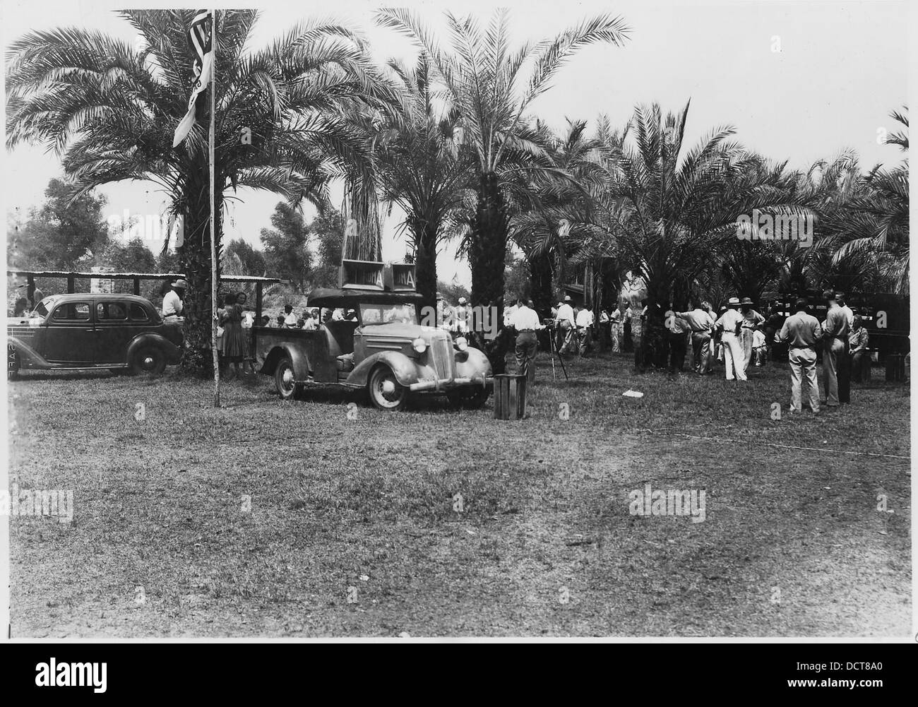 CCC Camp BR74 Yuma Project Gadsden Park, Arizona, Photo of picnic attendants getting in line