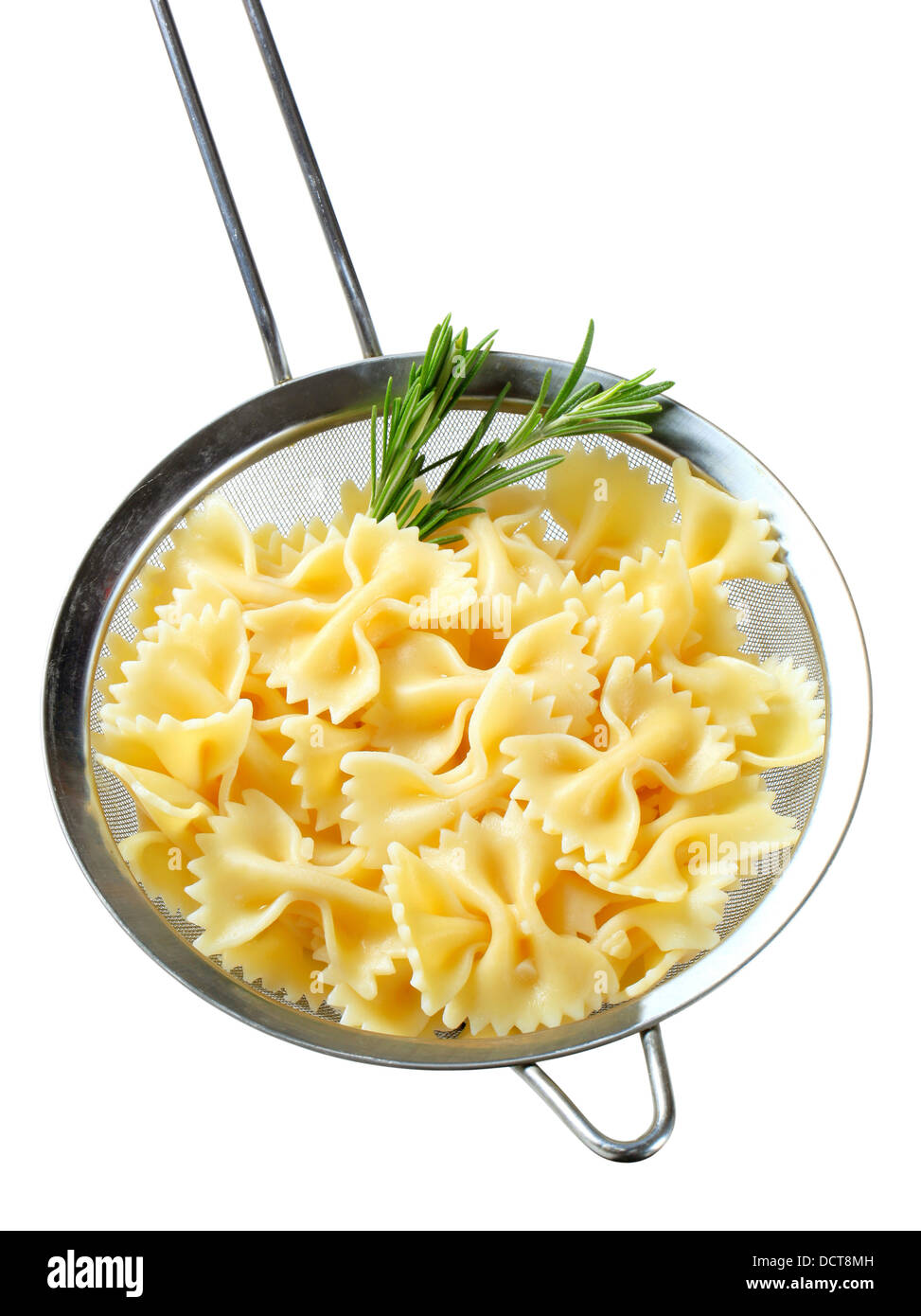 Cooked bow tie pasta in a sieve Stock Photo Alamy