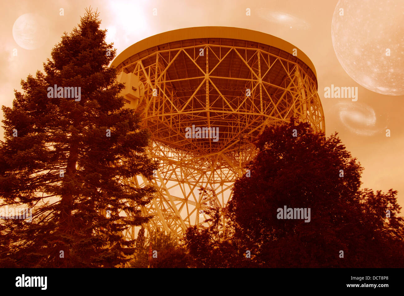 Jodrell Bank,Lovell Radio Telescope. Stock Photo