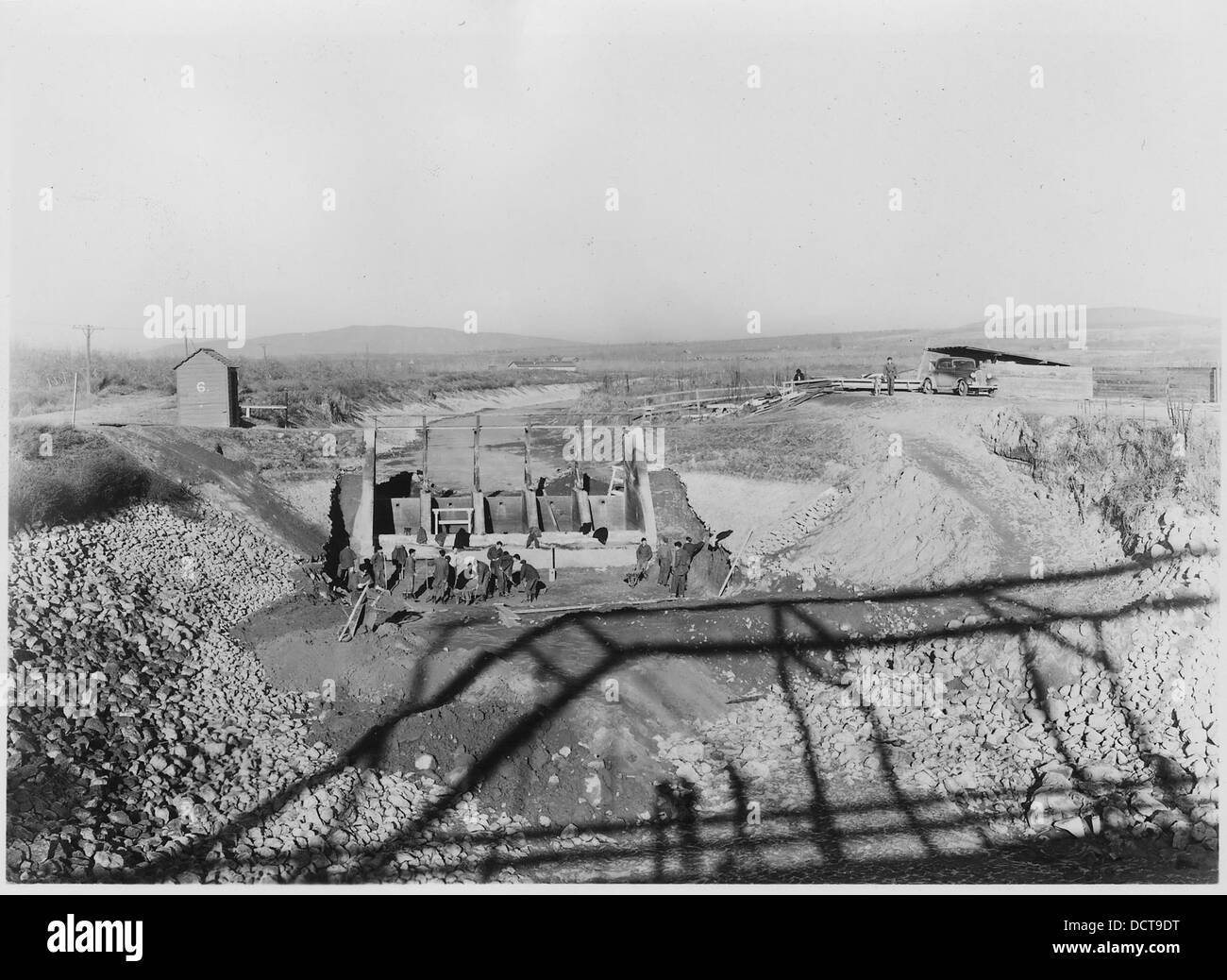 CCC Camp BR-86 Yakima-Sunnyside, Photo of modification of Drop 6, Main Canal. Preparatory work in progress. B. G.... - - 293598 Stock Photo