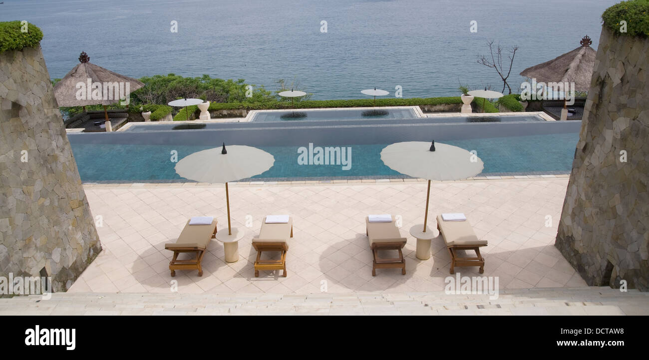 Resort With Pool, Candi Dasa, Bali, Indonesia Stock Photo