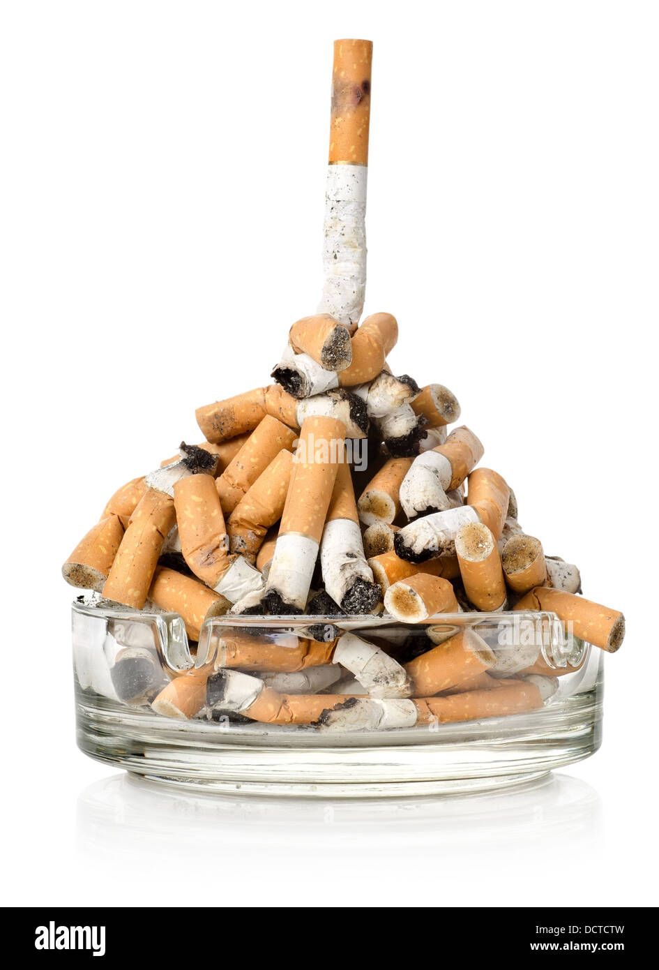 Cigarettes in a glass ashtray Stock Photo Alamy