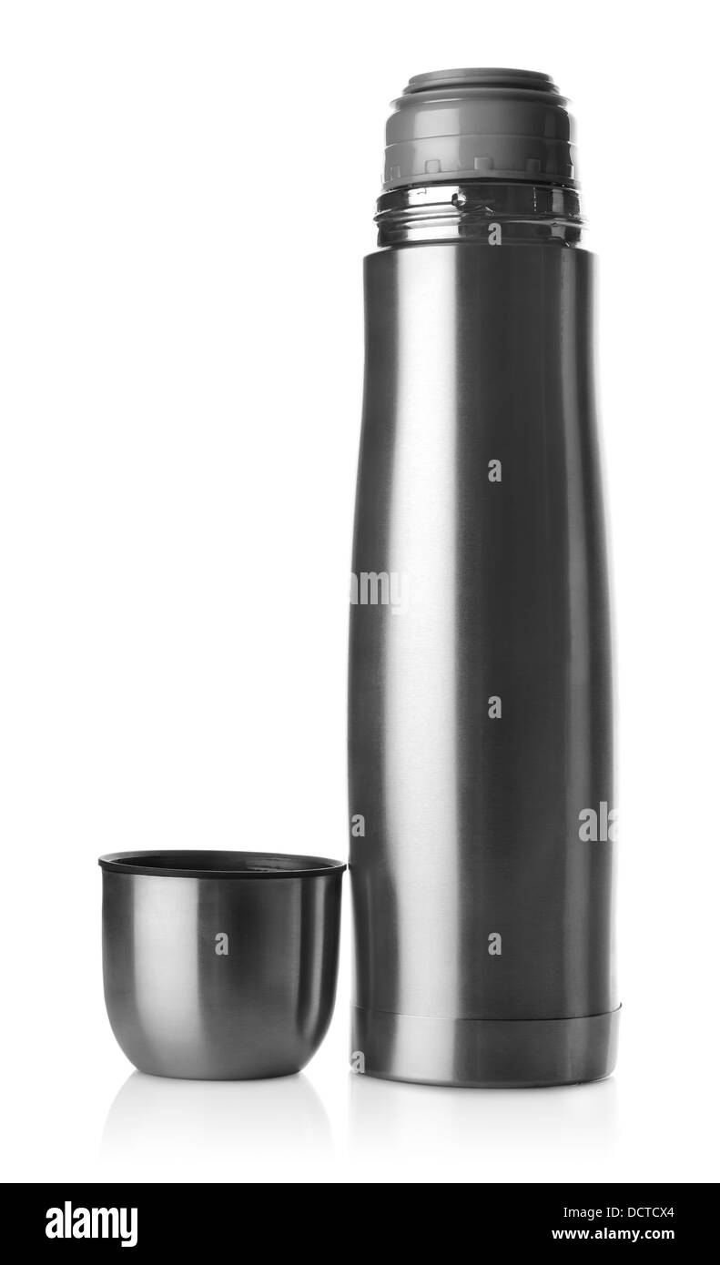 Stainless steel thermos isolated Stock Photo Alamy