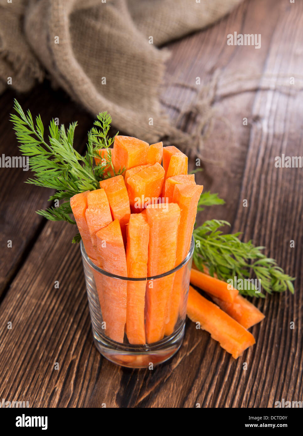 Fresh made Carrot Sticks in a glass (diet food Stock Photo Alamy