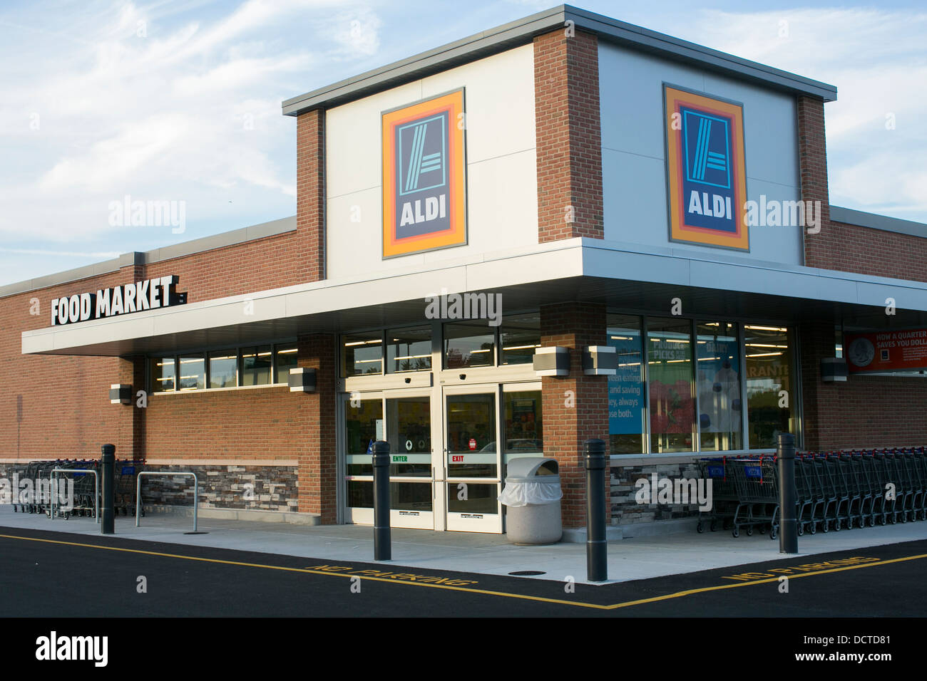 An Aldi discount grocery store.  Stock Photo