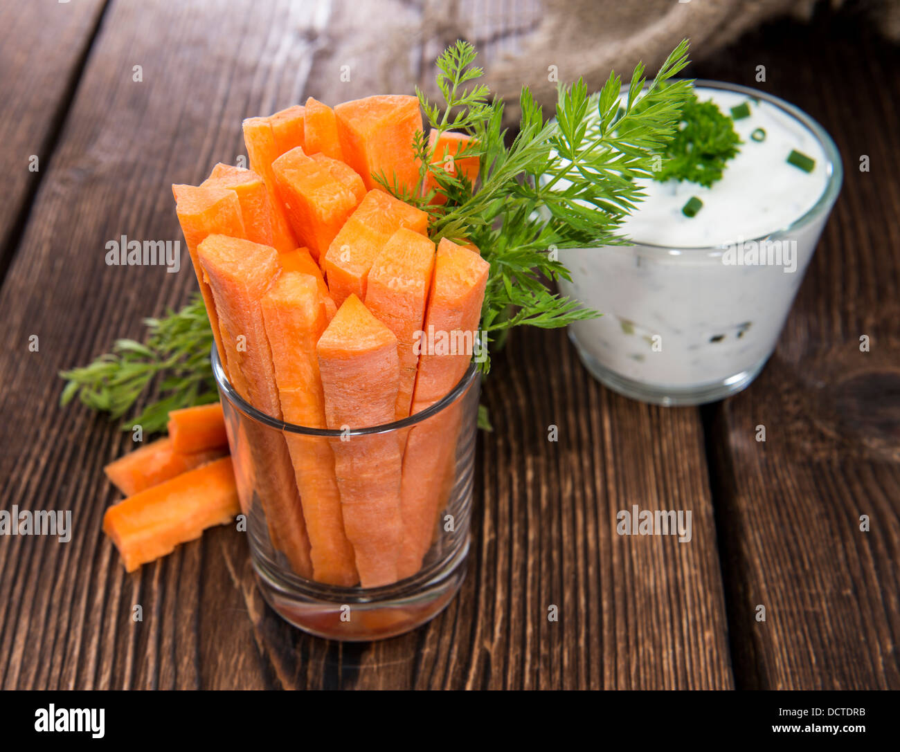 Fresh made Carrot Sticks in a glass (diet food Stock Photo Alamy