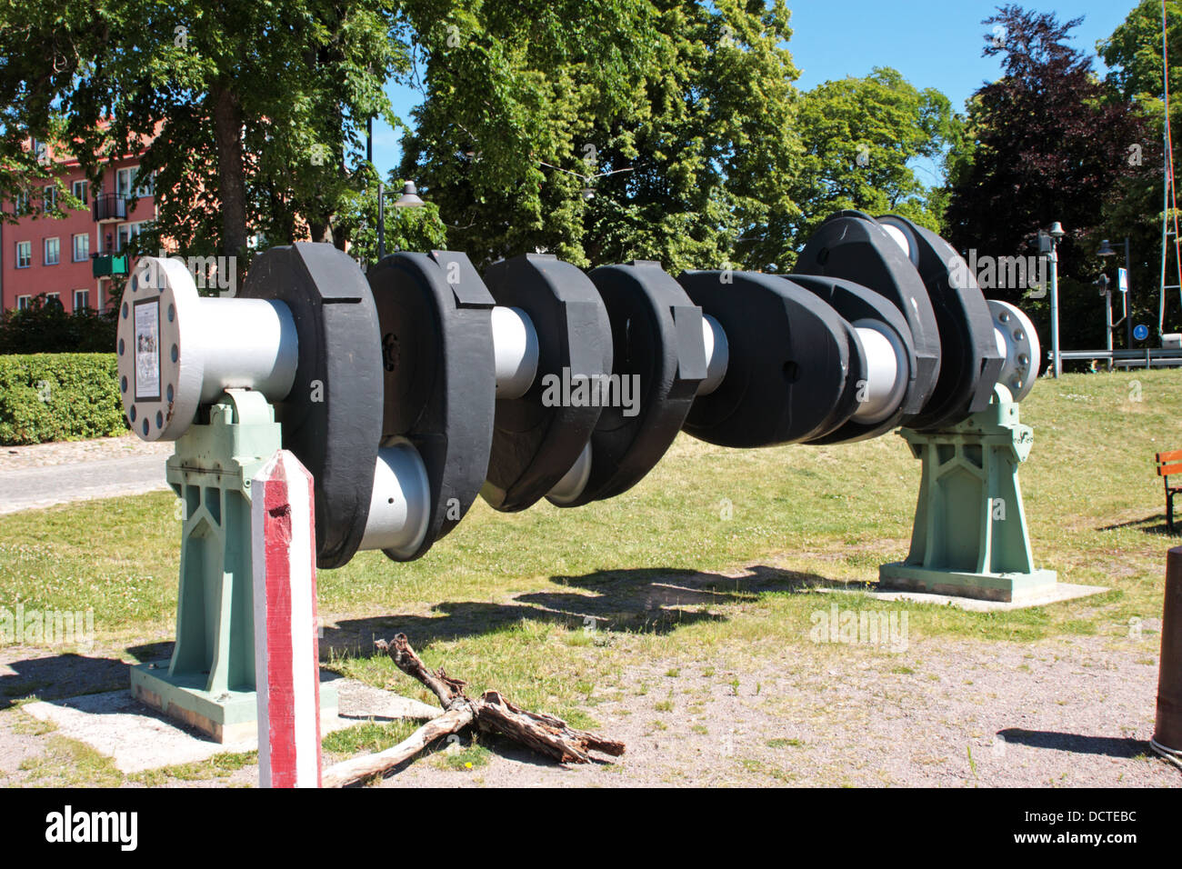 Crankshaft of a ships engine Motala Lake Vattern Sweden Stock Photo Alamy