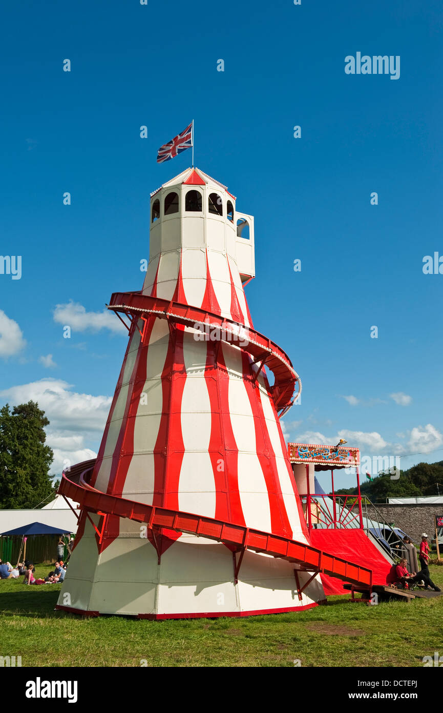 A helter skelter ride at the annual Green Man music festival, Glanusk, Crickhowell, Wales, UK Stock Photo