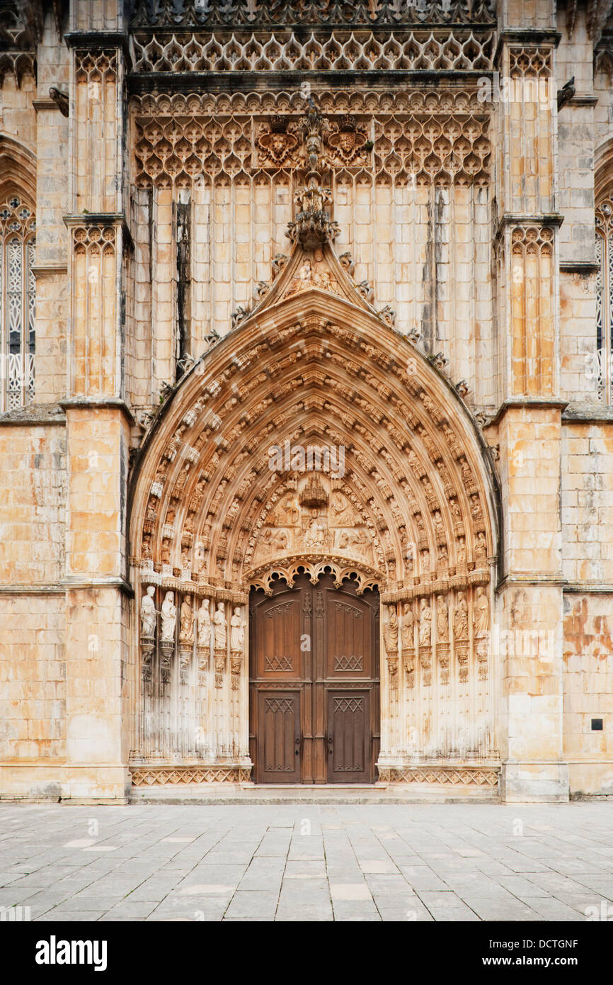 A Door At The 14Th Century Monastery Of Santa Maria Of Victoria, Better Known As Batalha (Battle Abbey); Batalha, Portugal Stock Photo
