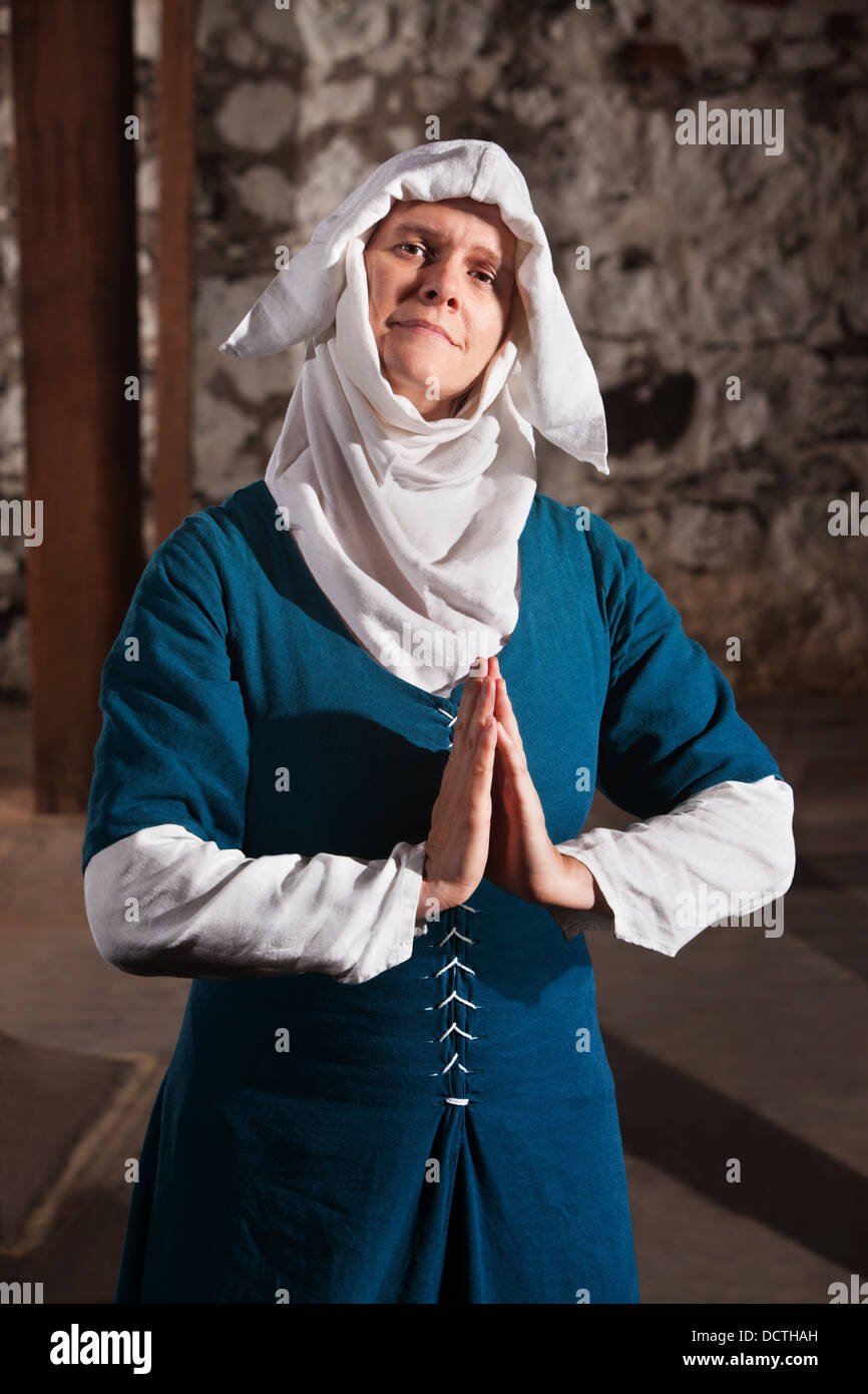 Righteous Medieval Nun Stock Photo