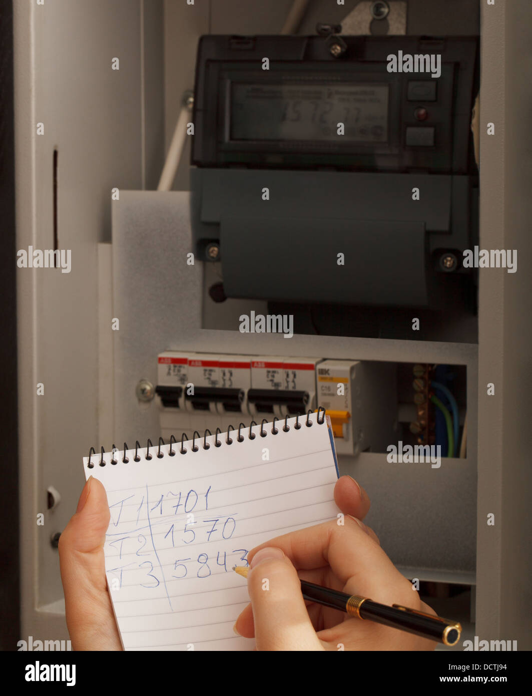 Rewriting of the electrical meter readings Stock Photo Alamy