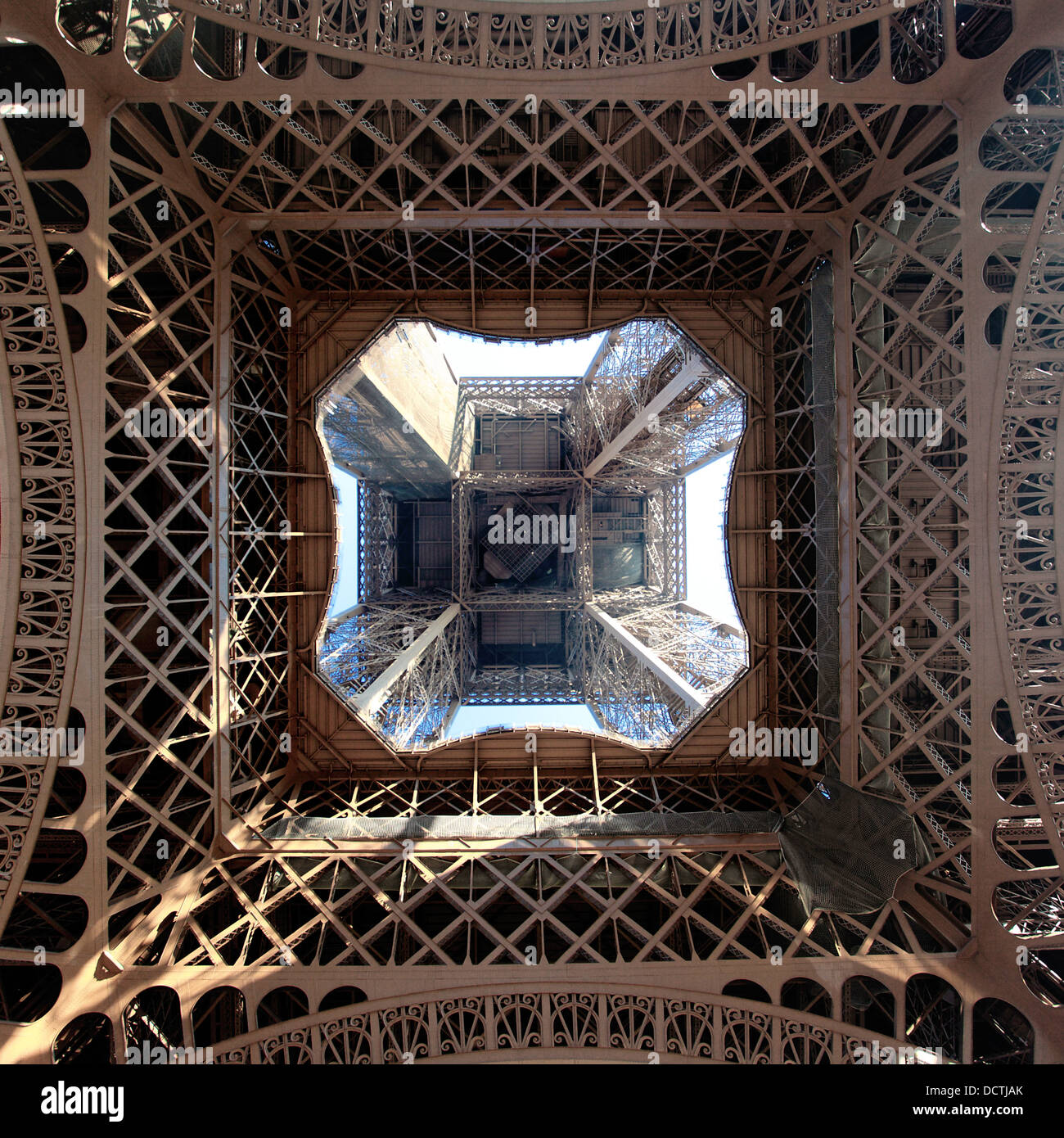 view of the Eiffel Tower from below Stock Photo