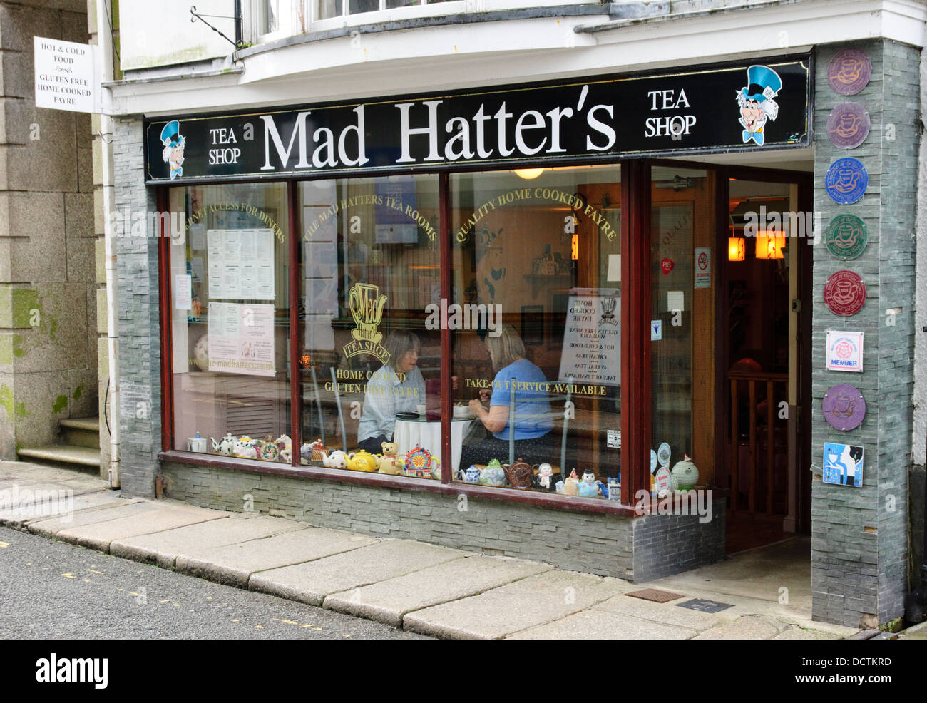 Launceston A small town in Cornwall England UK Mad Hatter's Tea shop