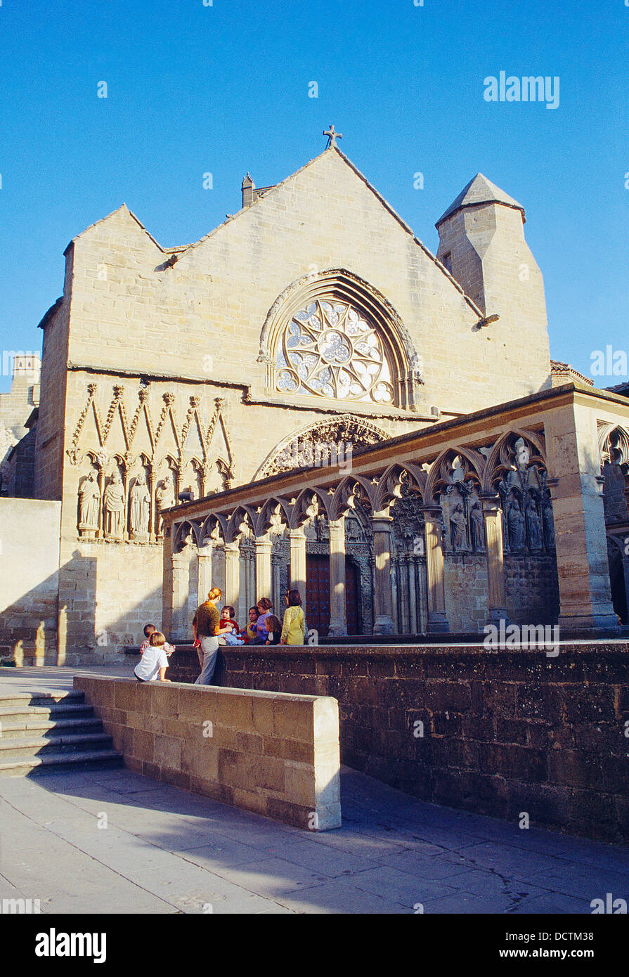 Facade of Santa Maria church. Olite, Navarra, Spain. Stock Photo