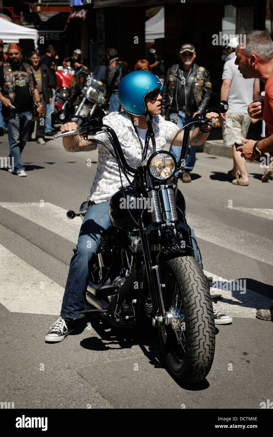 Harley Davidson motor bike at the 'Morzine Harley Days 2011 festival', Morzine, France. Stock Photo