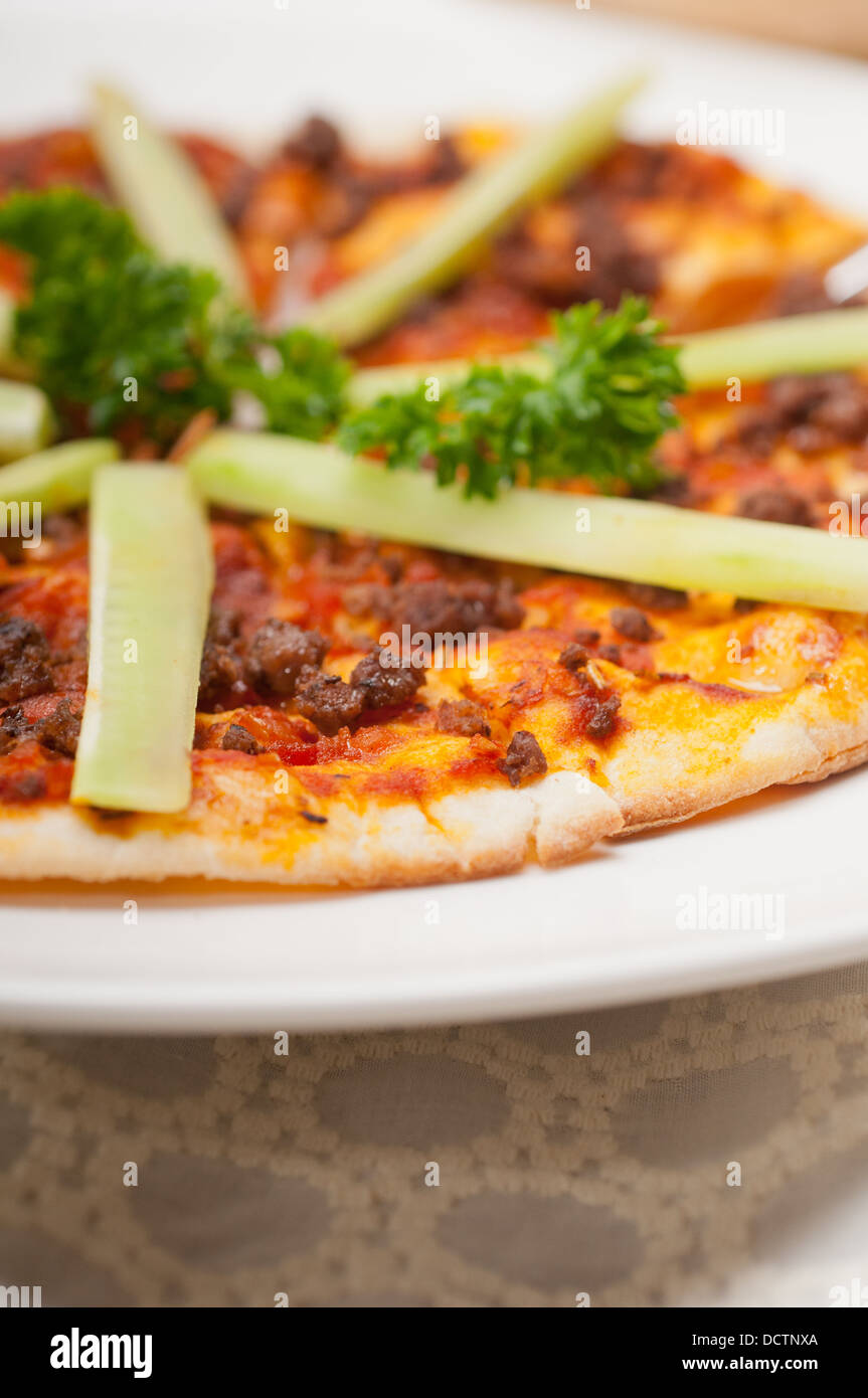 Turkish beef pizza with cucumber on top Stock Photo Alamy