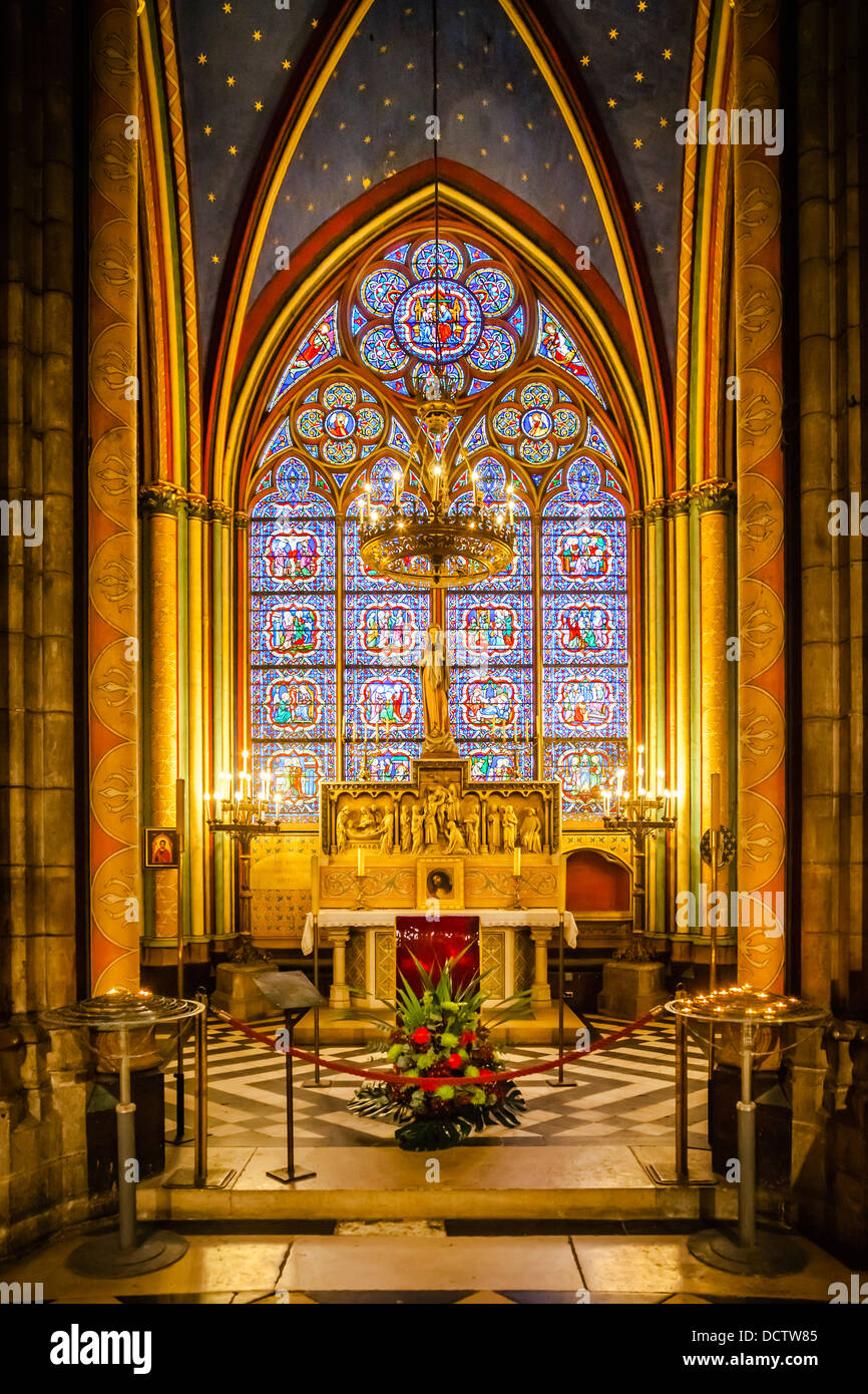 Maarten de Vos - 'The Virgin' Chapel in Cathedral Notre Dame, Paris France Stock Photo