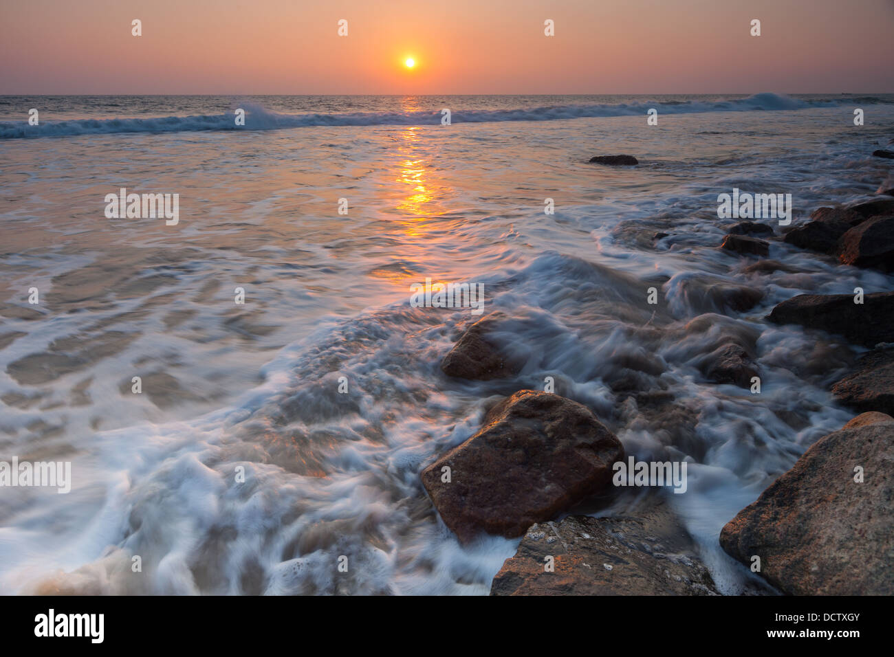 Indian Ocean at sunset. Varkala. Kerala. India Stock Photo Alamy