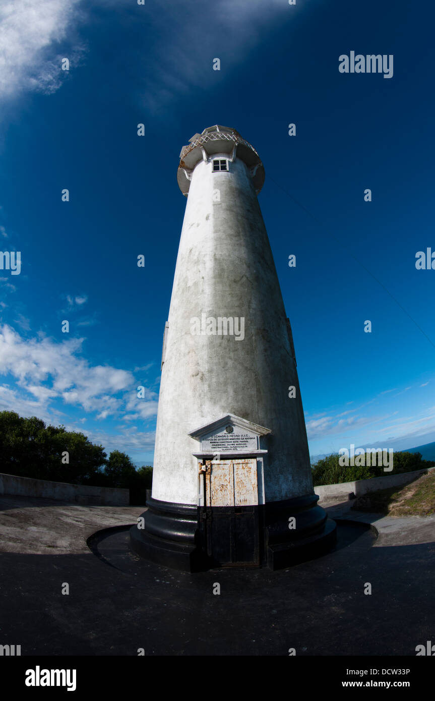 Lighthouse at Ilha do Mel (Honey island) at Parana state shore, south Brazil. Stock Photo