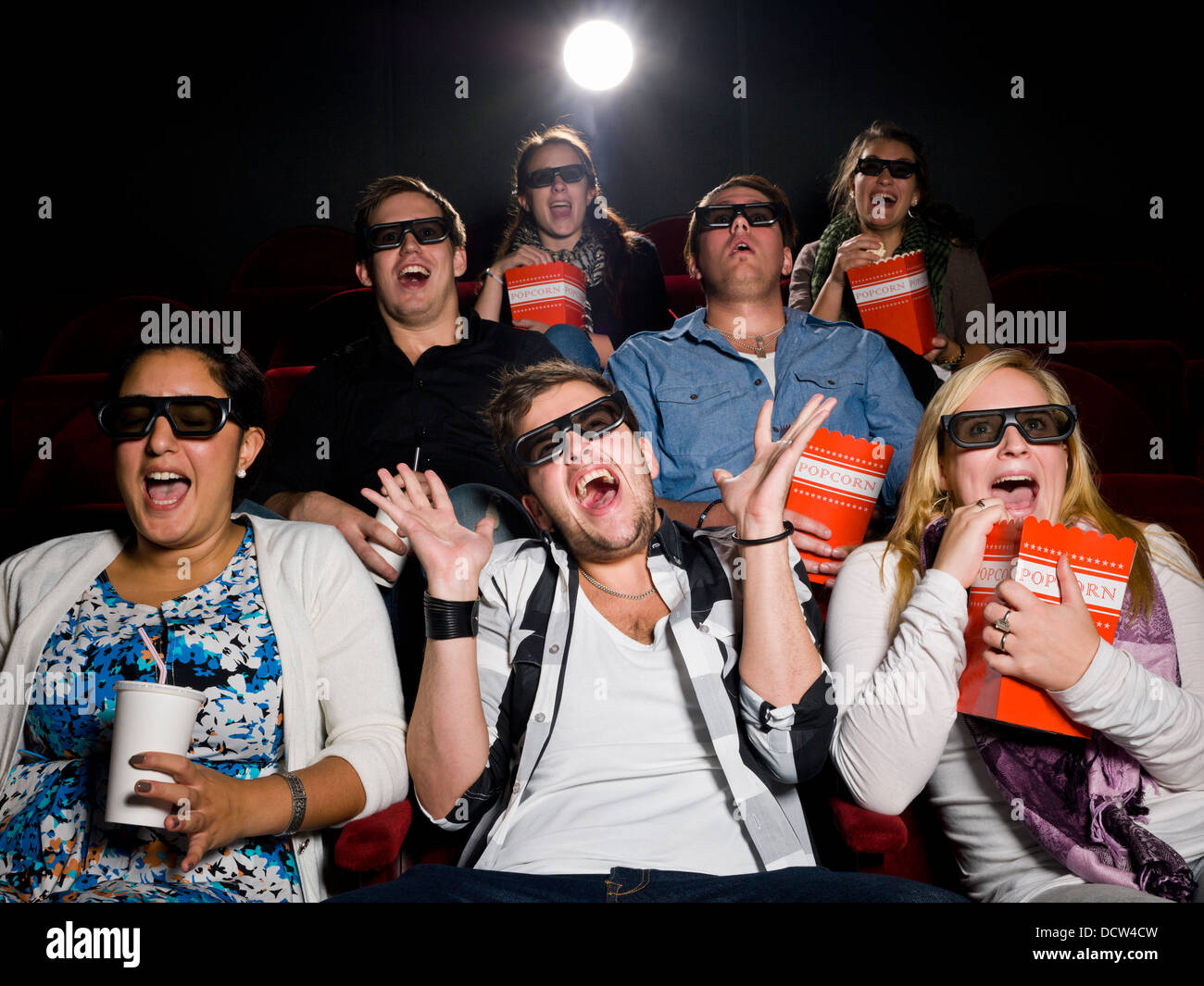 Scared movie spectators Stock Photo - Alamy