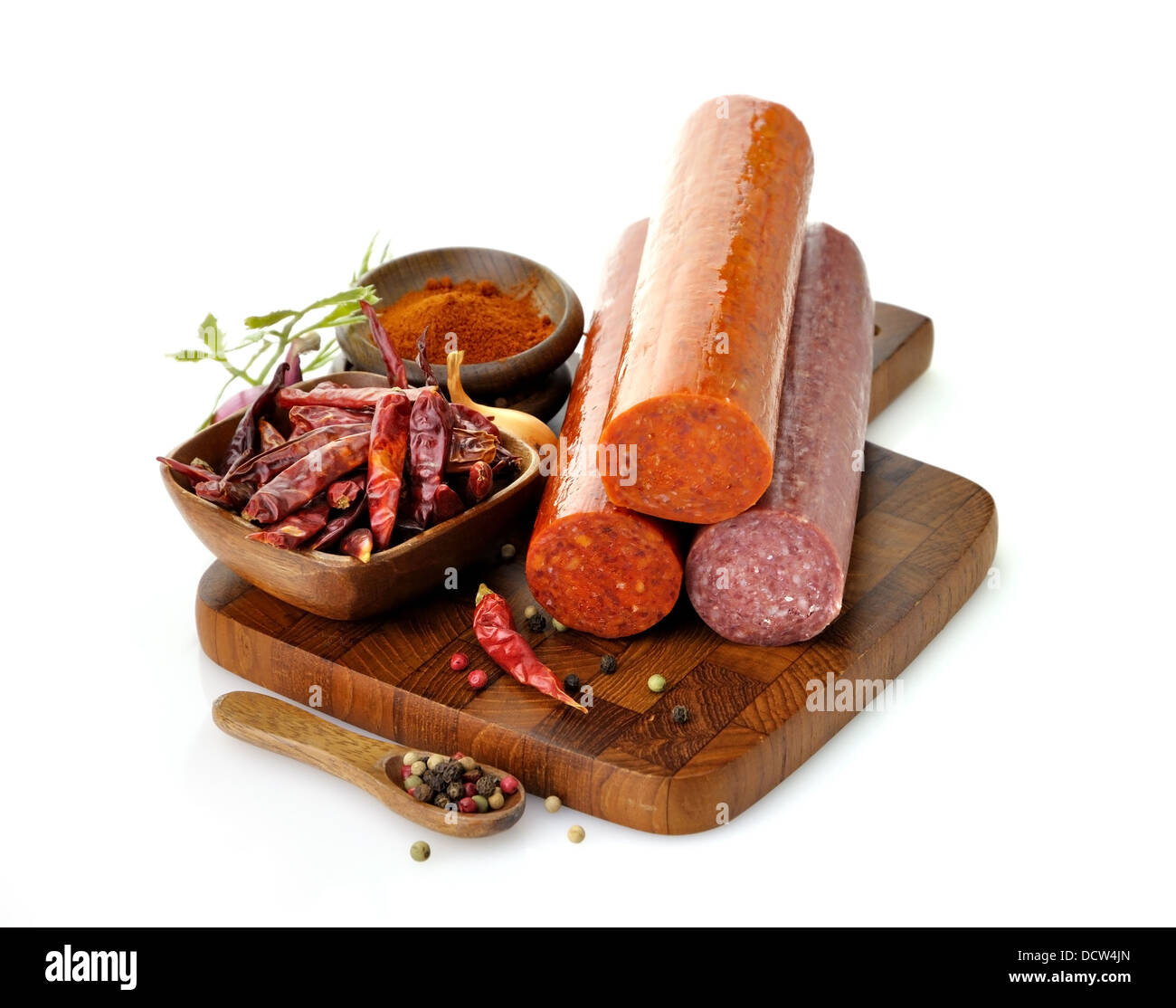 Pepperoni And Hard Salami Stock Photo Alamy