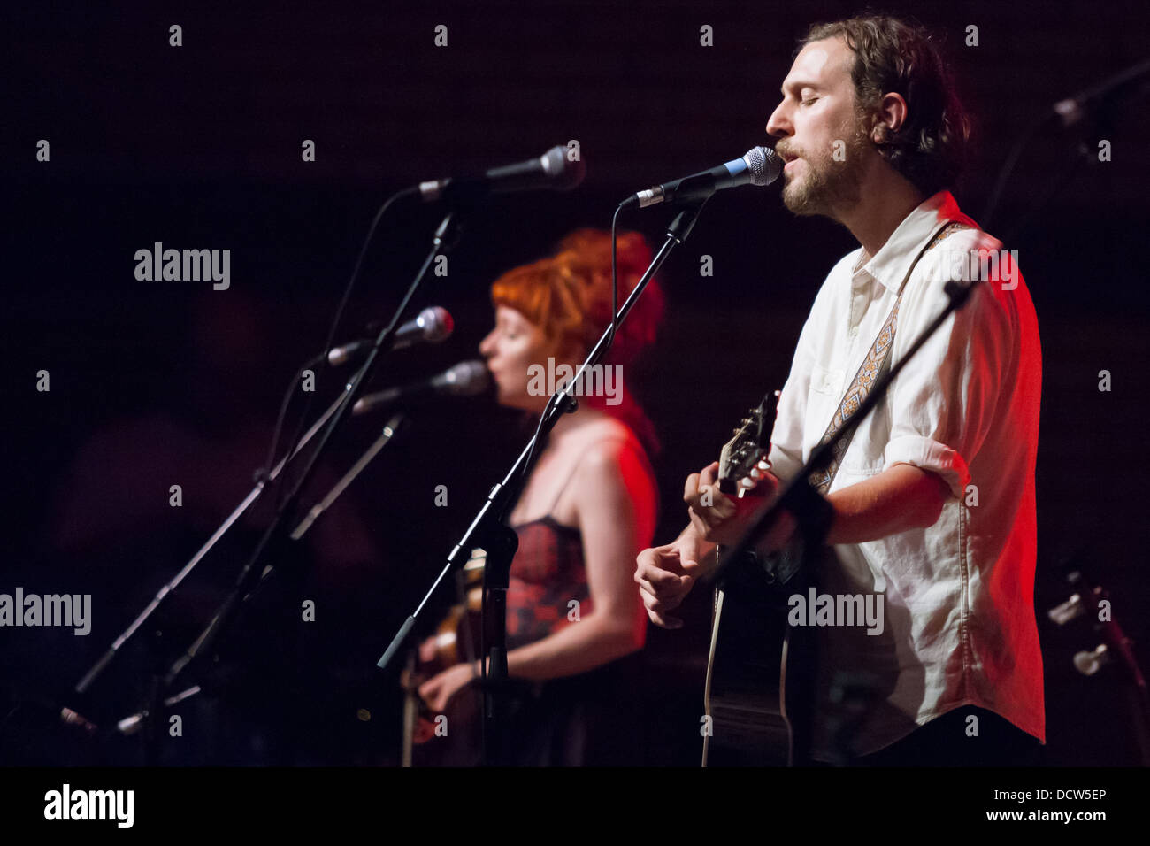 Canadian folk band, Great Lake Swimmers perform in London Ontario, Canada at the Home County Folk Festival. Stock Photo