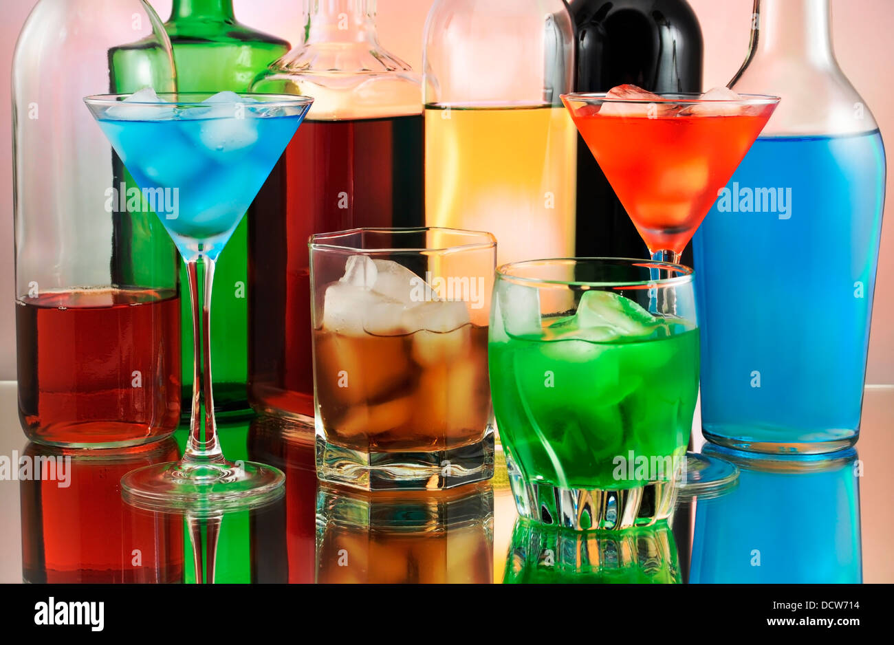 variety of alcoholic drinks Stock Photo Alamy