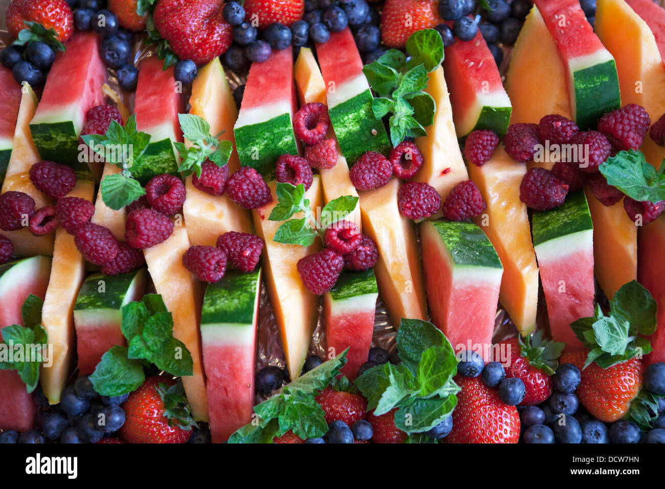 Fresh cut fruit makes for a colorful display Stock Photo Alamy