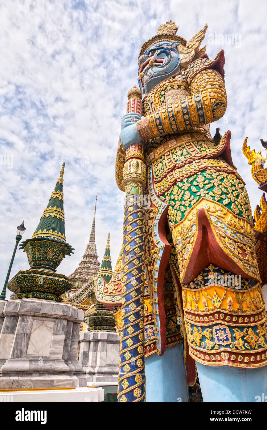 A Yaksha, a Thai mythological demon, in the Wat Phra Kaew temple complex in Bangkok, Thailand. Stock Photo