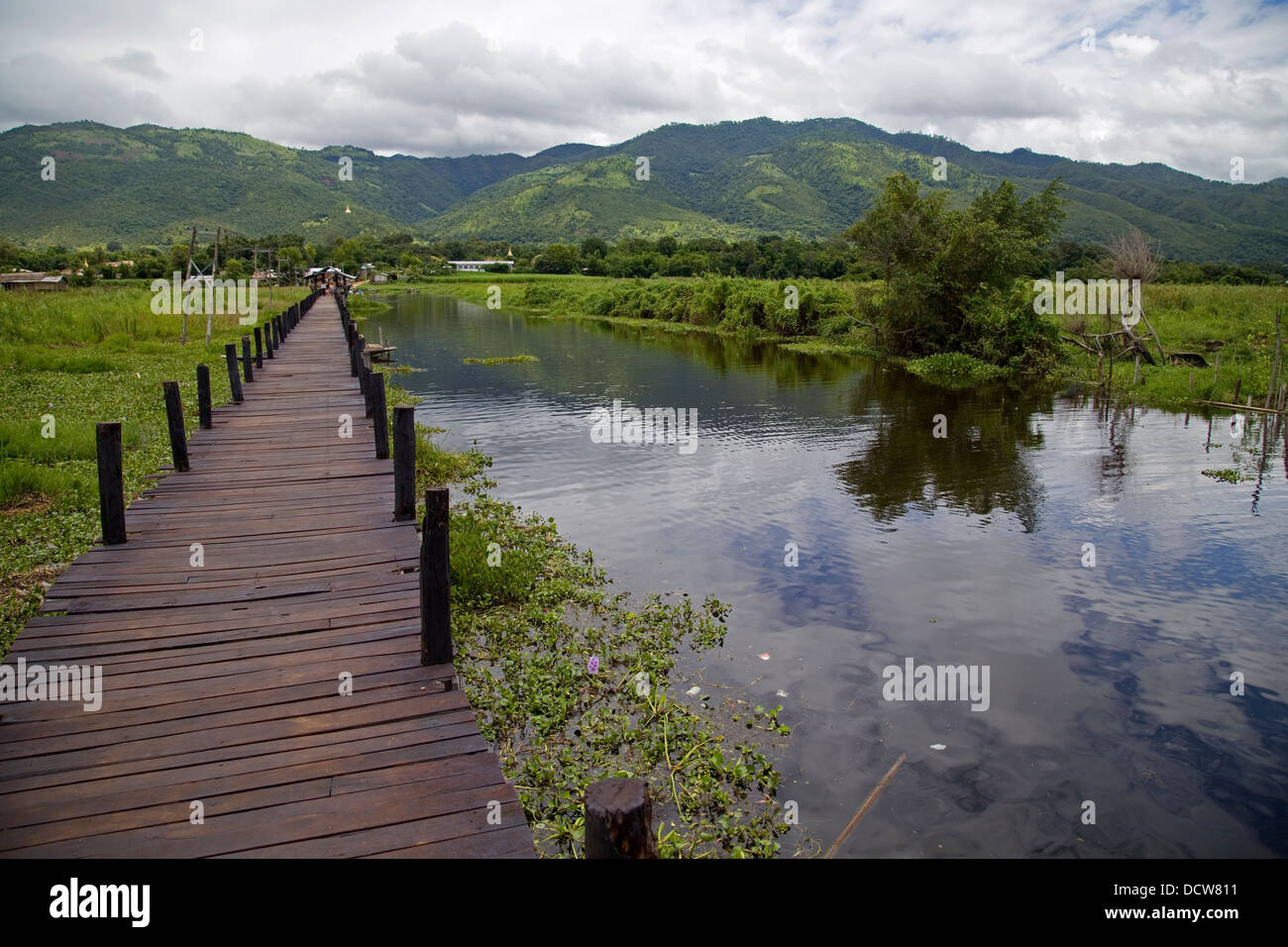 View of one of Inle Lake's canals, Myanmar (Burma) Stock Photo