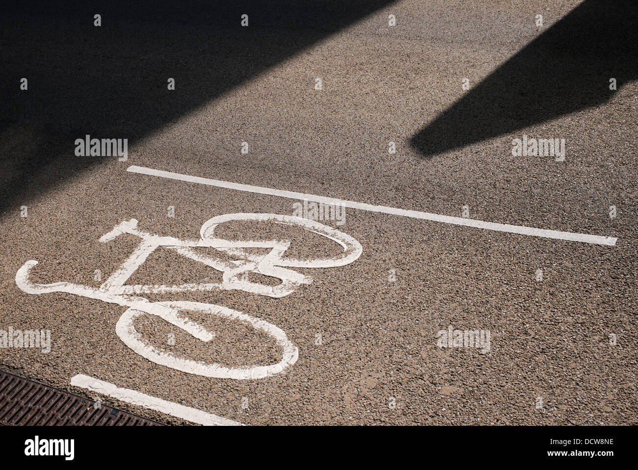 Painted Cycle lane road sign. England Stock Photo