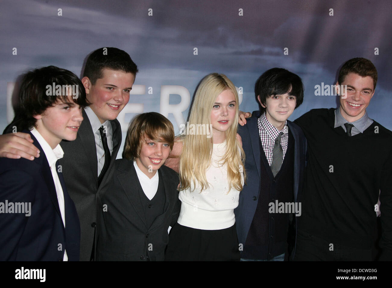 (l-r) Joel Courtney, Riley Griffiths, Ryan Lee, Elle Fanning, Zach