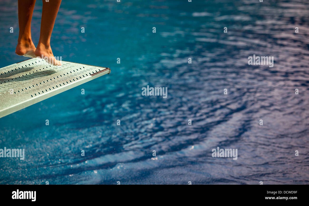 Diving into a pool feet