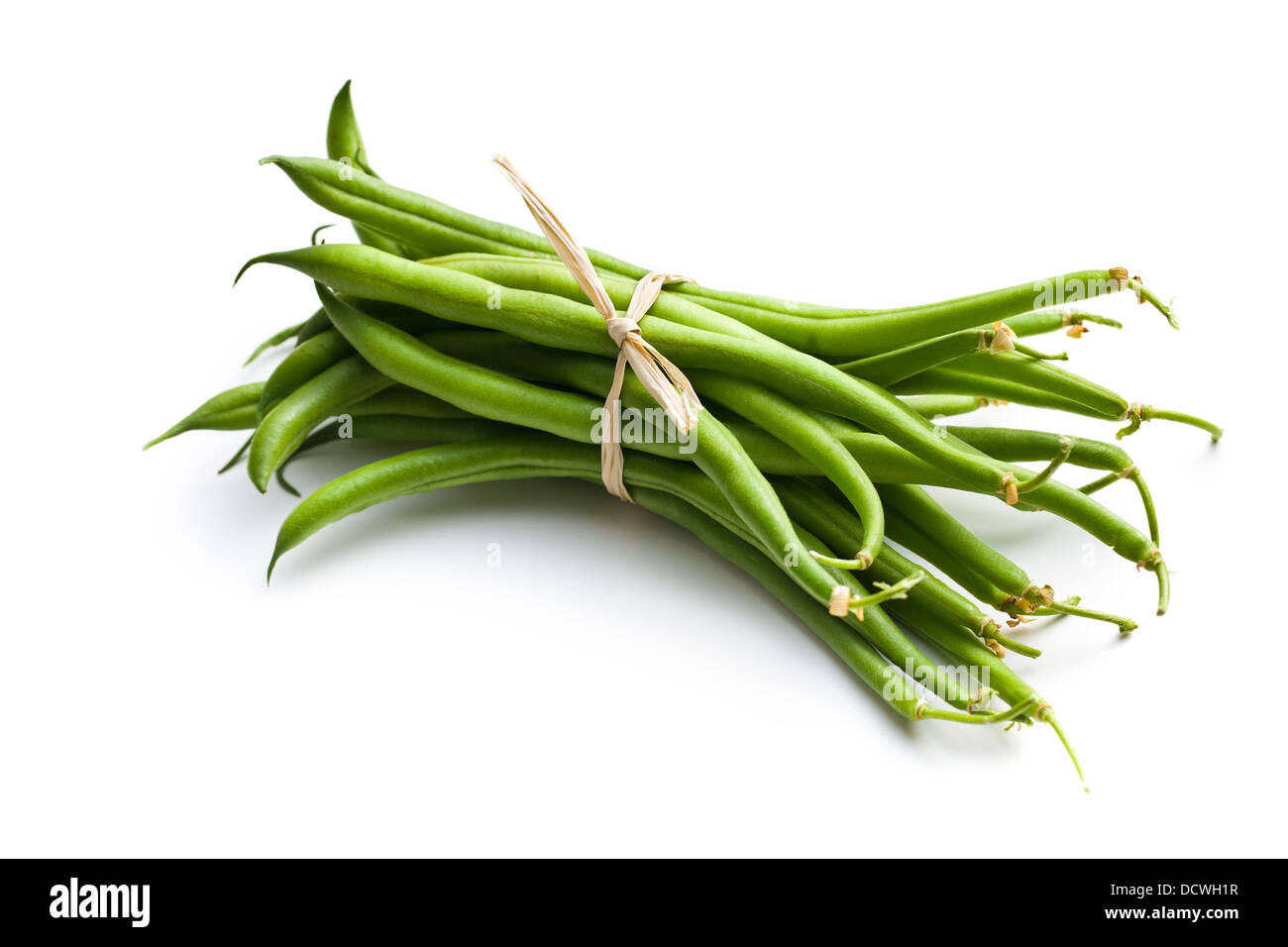 fresh green beans on white background Stock Photo