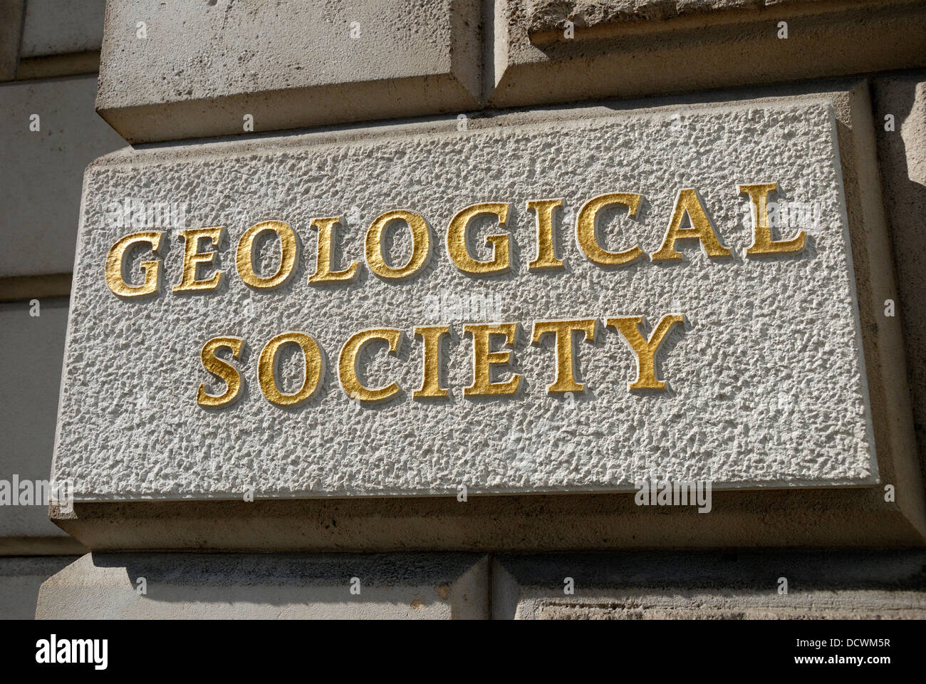 London, England, UK. Burlington House on Piccadilly. The Geological Society - name plaque Stock Photo