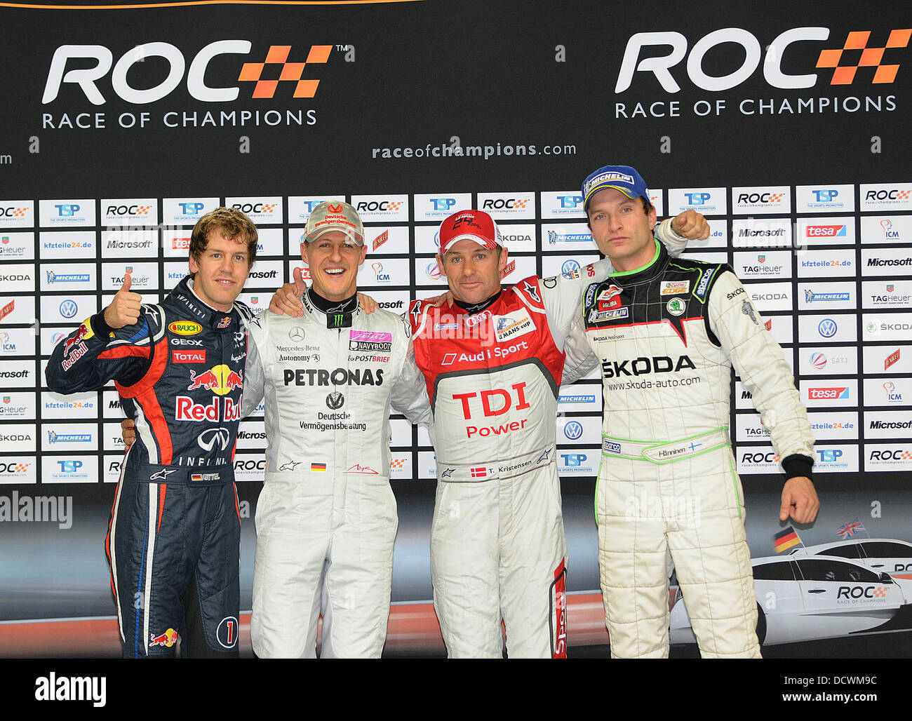 Sebastian Vettel, Michael Schumacher, Tom Christensen, and Juho Haenninen Race of Champions Duesseldorf, Germany - 04.12.11
