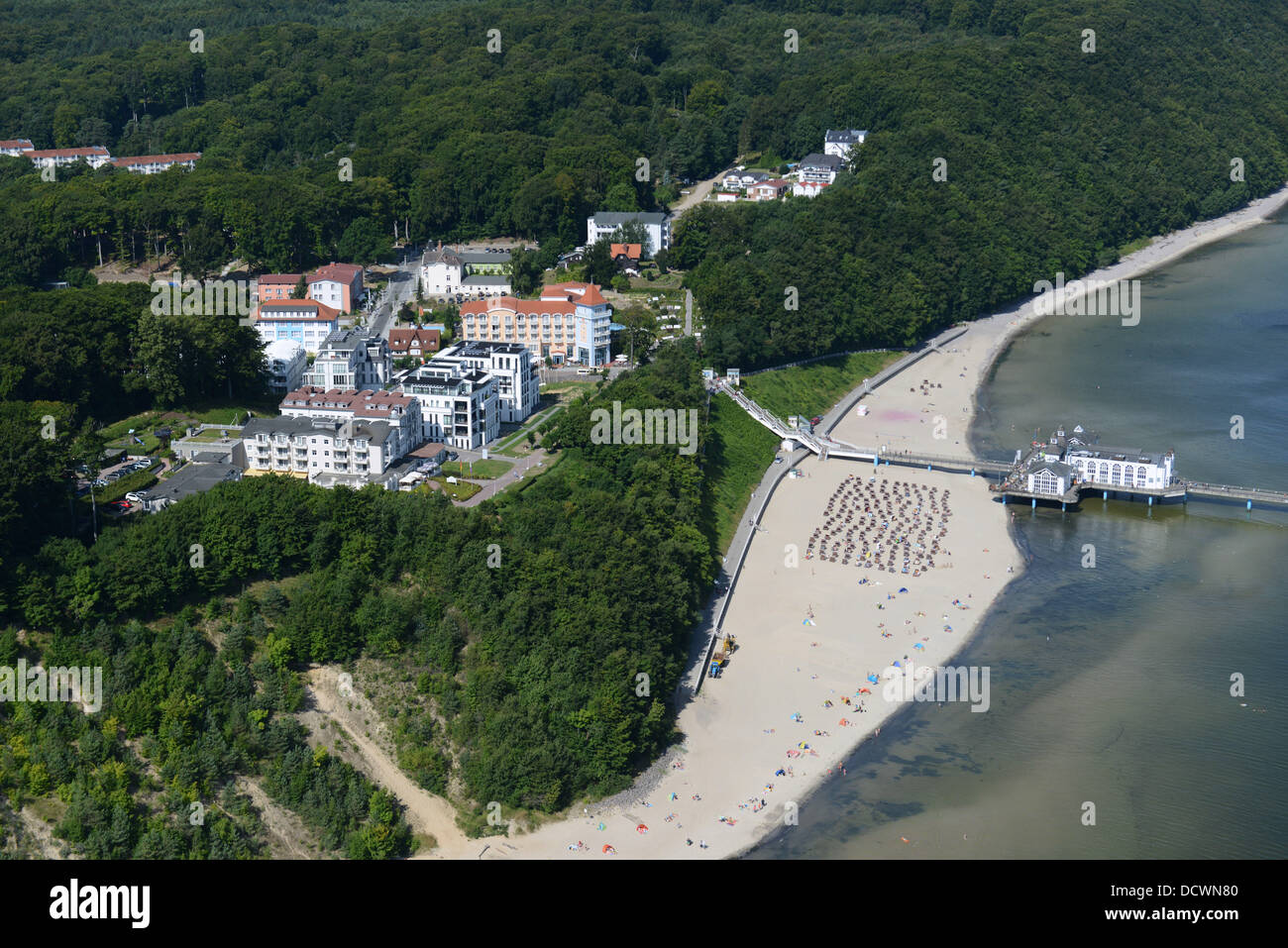 View of the The new condo complex 'Beach villas' and the pier (R) in ...