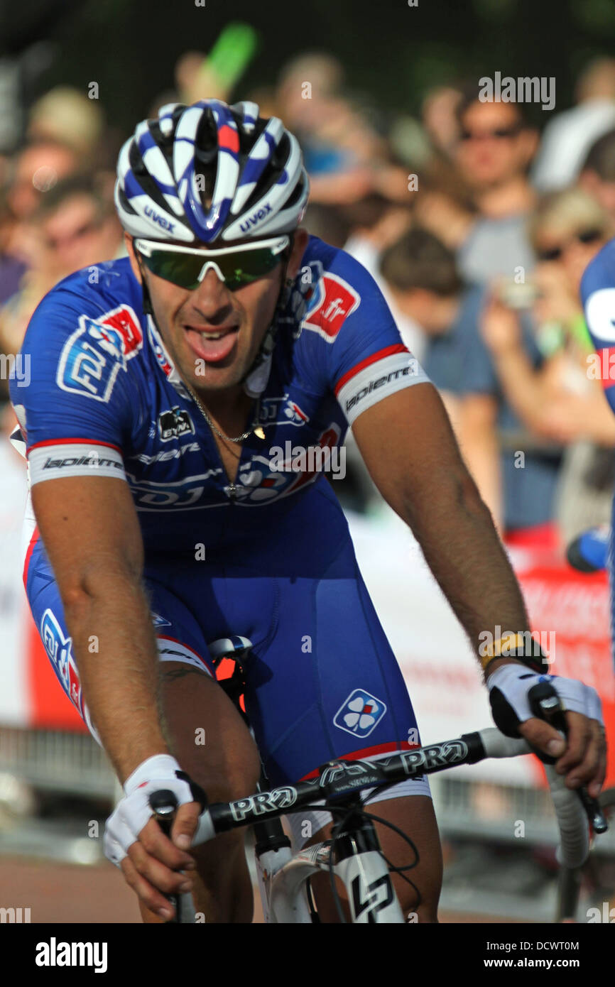 Bike riders of team FDJ.fr of France at the finish of the 2013 ...