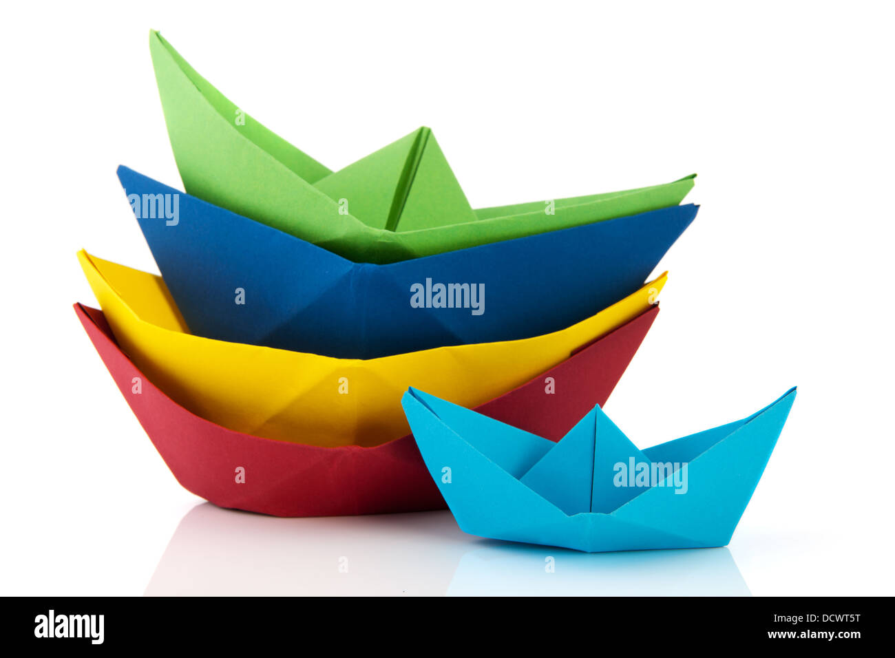 Stacked colorful paper boat Stock Photo